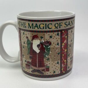 Vintage Sakura Magic of Santa Coffee Mugs 1996 Debbie Mumm 12 Oz Collectible